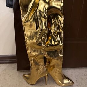 Gold High Knee Womens boots